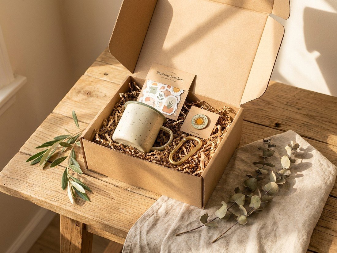 An open trail gift box